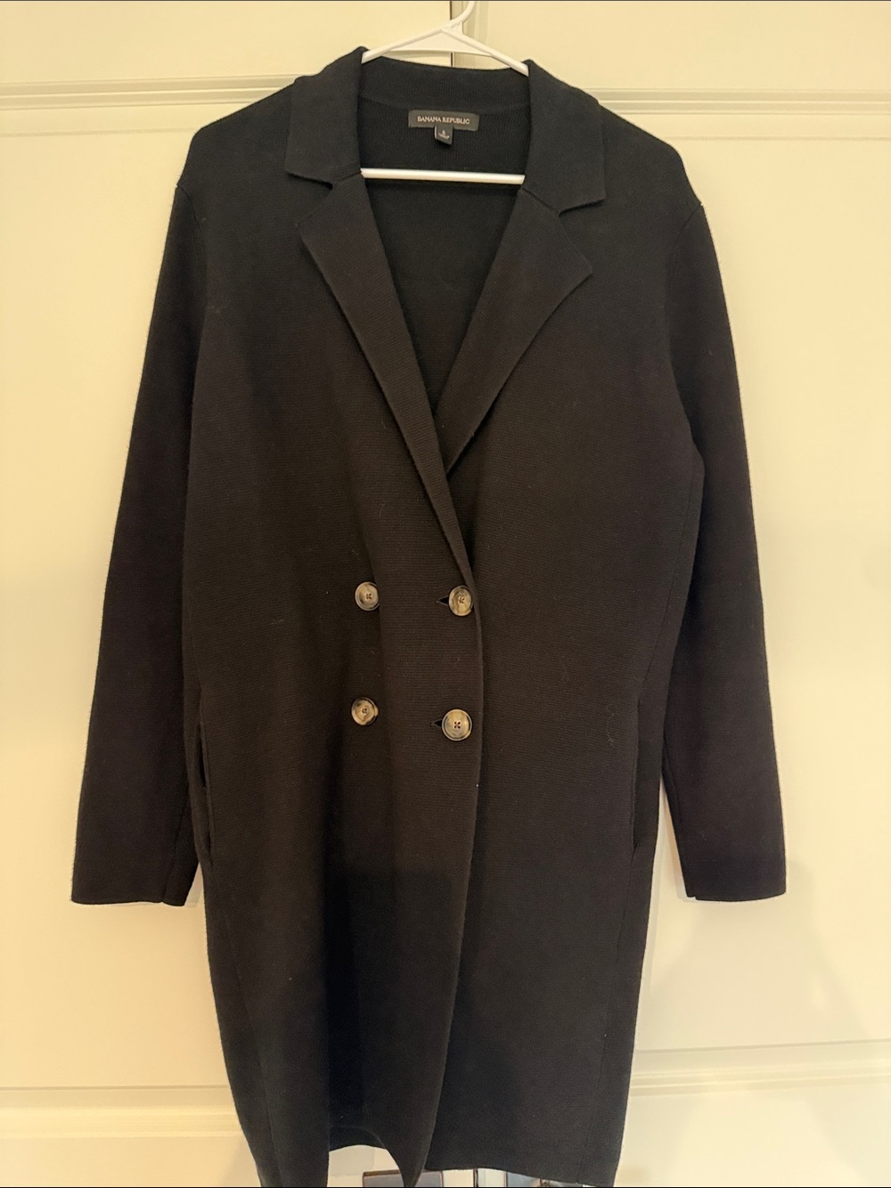 NWOT Banana Republic Women's Black Double-Breasted Coatigan